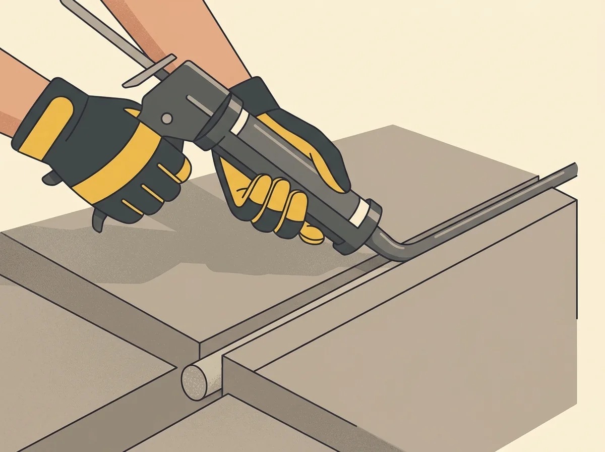 Sealing a concrete expansion joint with self leveling sealant after lifting